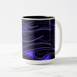 Personalisierte Lila Flammen Zweifarbige Tasse