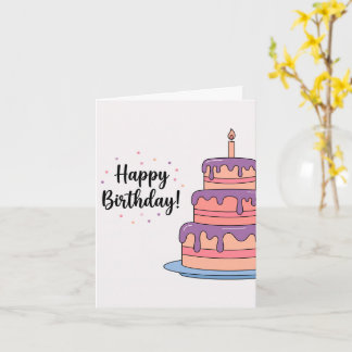 Personalisierte lila Frosting-Torte Geburtstagskar Karte