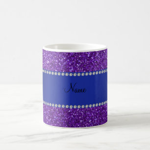 Personalisierte lila Glitternamensdiamanten Tasse