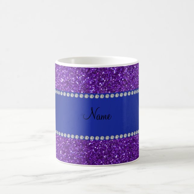 Personalisierte lila Glitternamensdiamanten Tasse (Mittel)