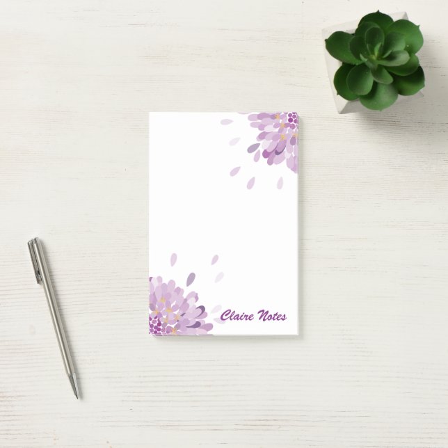 Personalisierte Lila Globus-Blume Post-it Klebezettel (Büro)