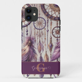 Personalisierte Lila & Gold Boho Dreamcatcher Case-Mate iPhone Hülle