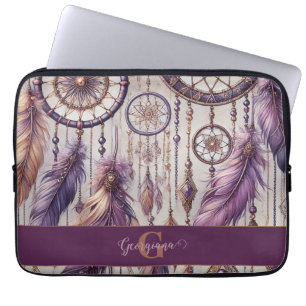 Personalisierte Lila & Gold Boho Dreamcatcher Laptopschutzhülle