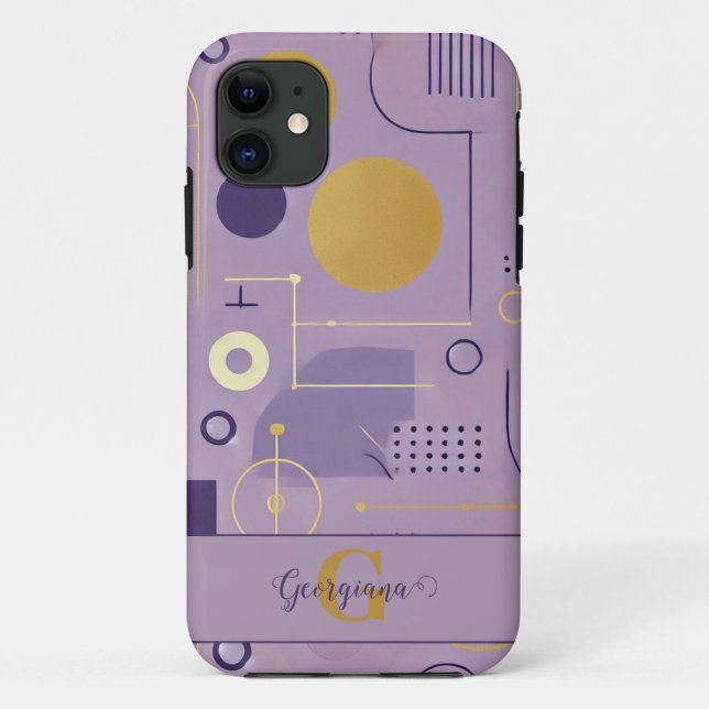 Personalisierte Lila & goldene skandinavische Mini Case-Mate iPhone Hülle (Rückseite)