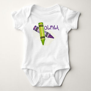 Personalisierte Lila Grüne Crayon Art Crayons Baby Strampler