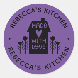 Personalisierte Lila hausgemachte Liebe Runder Aufkleber