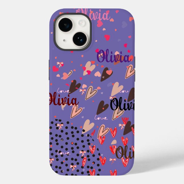 Personalisierte Lila Herzfrequenz iPhone 14 Fall Case-Mate iPhone Hülle (Rückseite)