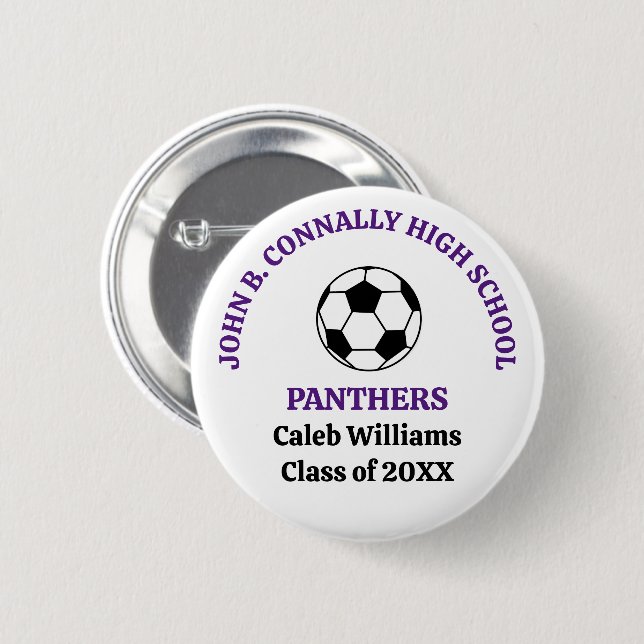 Personalisierte lila High School Fußballmannschaft Button (Vorne & Hinten)