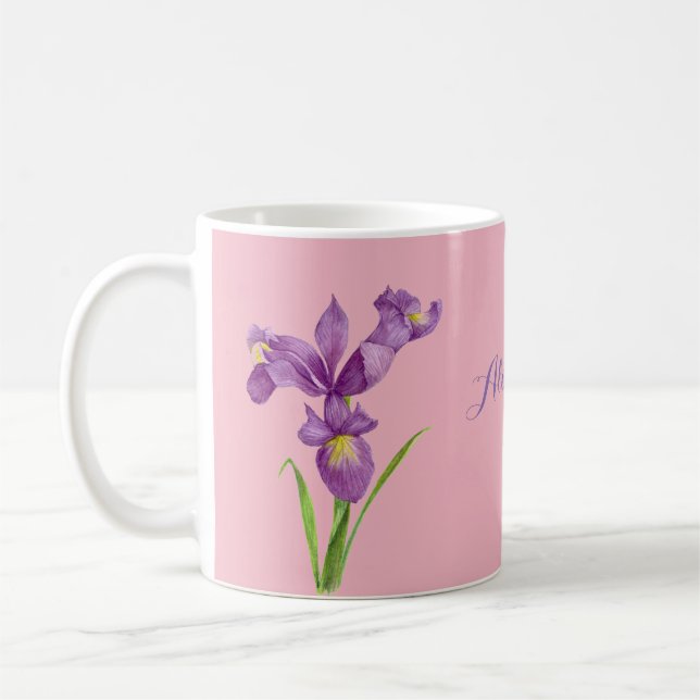 Personalisierte Lila Iris-Tasse Tasse (Links)