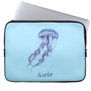 Personalisierte Lila Jellyfish-Illustration Laptopschutzhülle