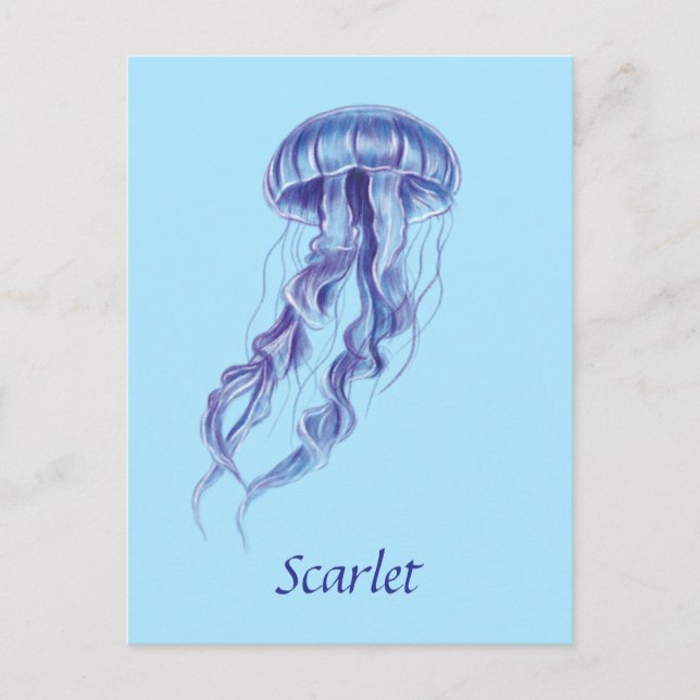 Personalisierte Lila Jellyfish-Illustration Postkarte (Vorderseite)