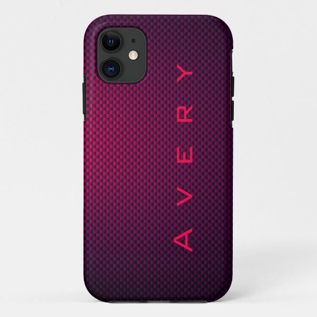 Personalisierte Lila Kohlenstofffaser gemustert Case-Mate iPhone Hülle (Rückseite)