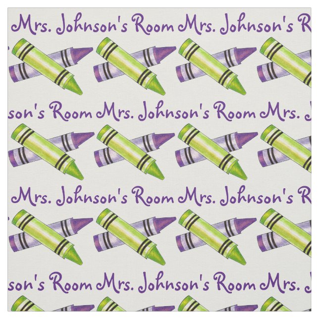 Personalisierte Lila Kunstradlehrerin in Crayons Stoff (Muster)