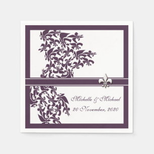 Personalisierte Lila Lilie Damask Style Serviette