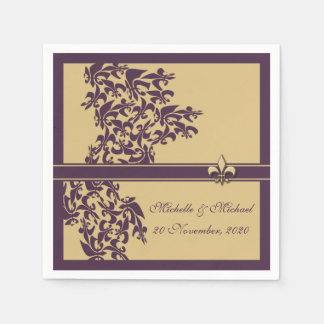 Personalisierte Lila Lilie Damask Style Serviette