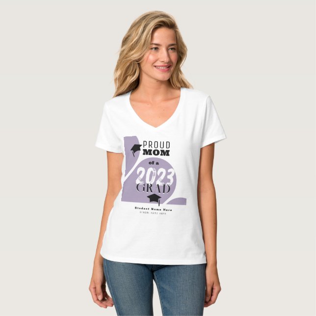 Personalisierte Lila moderne Arch-Proud-Mama Grad T-Shirt (Vorderseite Vollansicht)