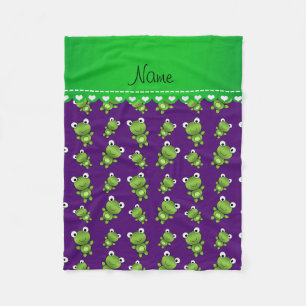 Personalisierte lila Namensfrösche Fleecedecke