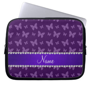 Personalisierte lila Namensschmetterlinge Laptopschutzhülle