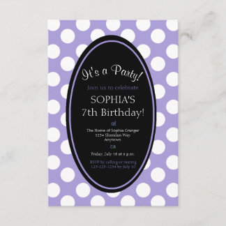 Personalisierte Lila Polka Dot Party Einladung