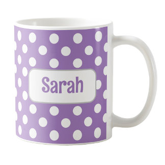 Personalisierte Lila Polka Dot Tasse