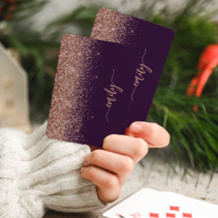 Personalisierte lila Rosen-Gold-Glitter-Unterschri Spielkarten