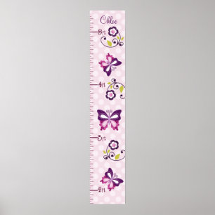 Personalisierte Lila Schmetterlingswachstumstabell Poster