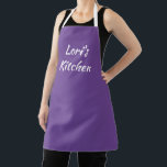 Personalisierte Lila Schürze<br><div class="desc">Machen Sie diese Schürze mit Ihrem Namen und mehreren Hintergrund- und Band-Farbvarianten zu Ihrer eigenen. Auch die Auswahl an Schriftart ist möglich.</div>