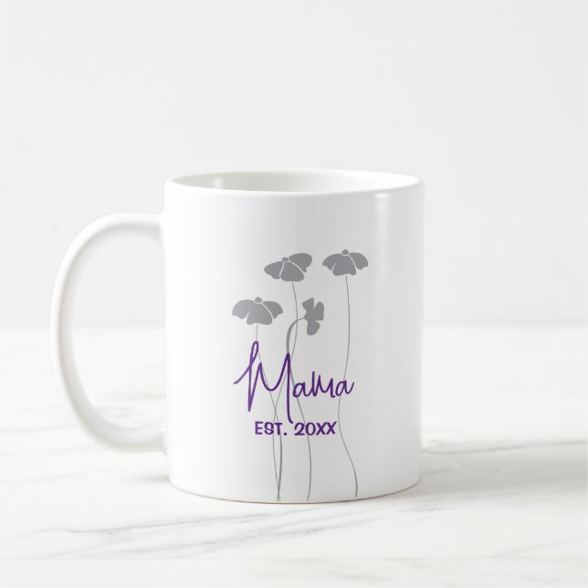 Personalisierte Lila Tasse mit grauen Blume für di (Links)