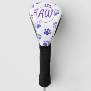 Personalisierte, Lila, texturierte Paw-Druckfarbe Golf Headcover