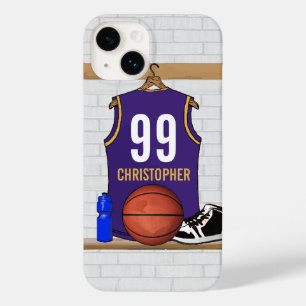 Personalisierte Lila und Gold Basketball Jersey Case-Mate iPhone Hülle