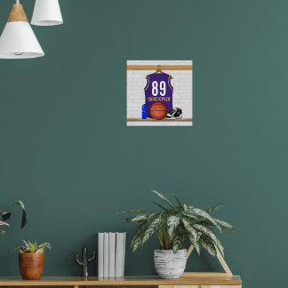 Personalisierte Lila und Gold Basketball Jersey Poster