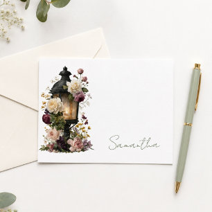 Personalisierte lila und grüne florale Dankeschön- Mitteilungskarte