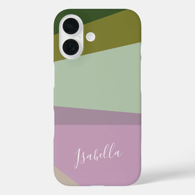 Personalisierte lila und grüne Geometrie Case-Mate iPhone Hülle (Rückseite)