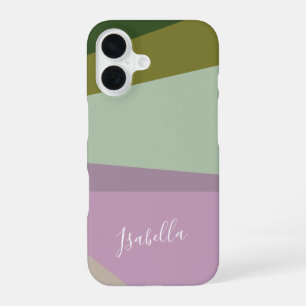 Personalisierte lila und grüne Geometrie iPhone 16 Hülle