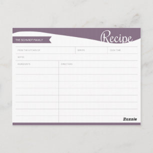 Personalisierte Lila und weiße Rezept-Karte Postkarte