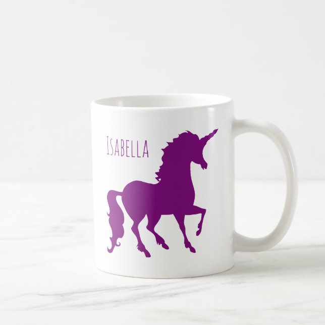 Personalisierte lila Unicorn-Silhouette schön Tasse (Rechts)