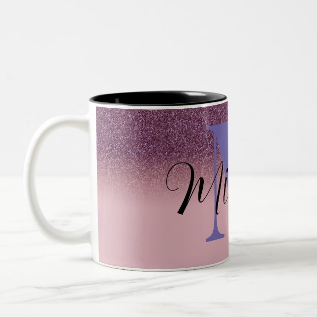 Personalisierte Lila Vintage Geschenke Zweifarbige Tasse (Links)