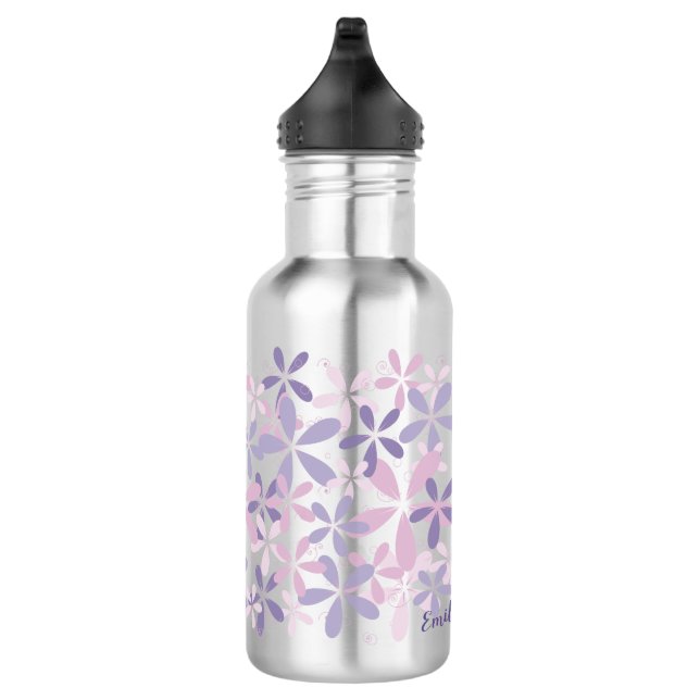 Personalisierte Lila Violet Daisy Edelstahlflasche (Rechts)