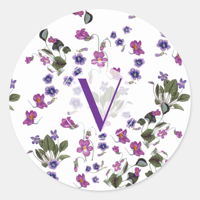 Personalisierte Lila Violetten Blumenaufkleber Runder Aufkleber (Vorderseite)