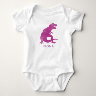 Personalisierte Lila Wasserfarbe Dinosaur Baby Gir Strampler