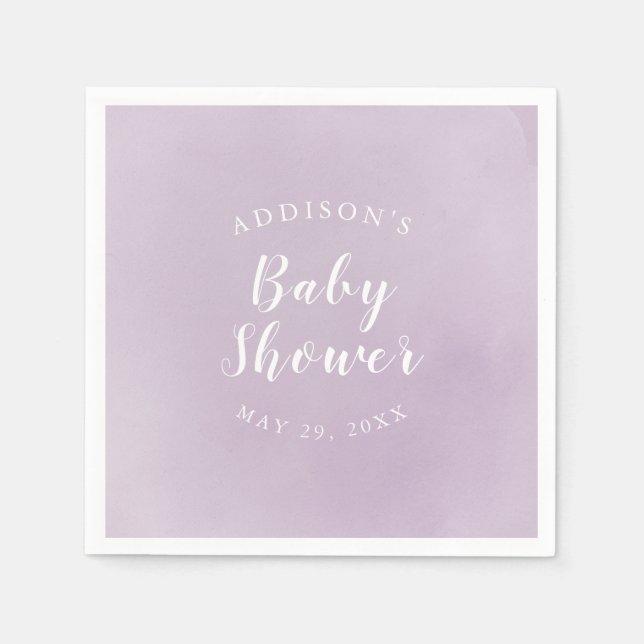 Personalisierte Lila Wasserfarben Kinderdusche Serviette (Vorderseite)