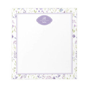 Personalisierte lila Wildblumen-Blumenflor Notizblock