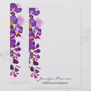 Personalisierte lila Wisteria Briefpapier