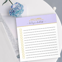 Personalisierte Lilac- und Gold-Liste Notizblock