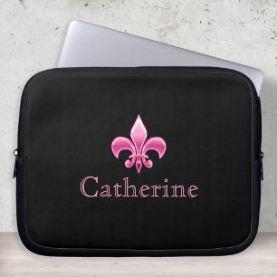 Personalisierte Lilie in Schwarz und Rosa Laptopschutzhülle