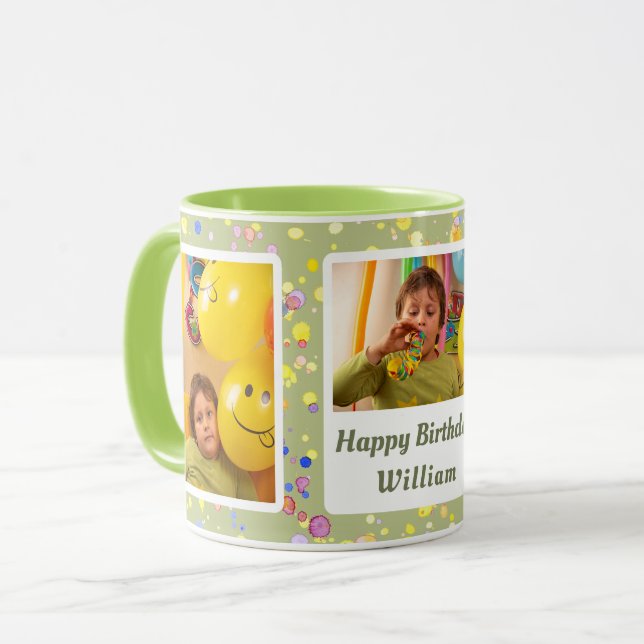Personalisierte Limone Creme Confetti Custom Fotos Tasse (Vorderseite Links)