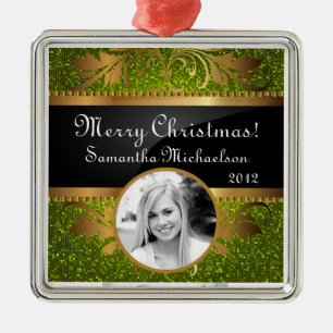 Personalisierte Limone Glitzer-Sequenzierung für b Ornament Aus Metall