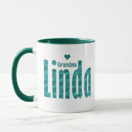 Personalisierte Linda Name Aquamarin Sea Green Kar Tasse