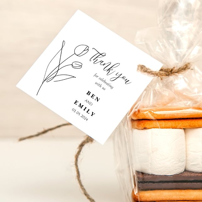 Personalisierte Linie zeichnend Blume minimal Geschenkanhänger (Von Creator hochgeladen)