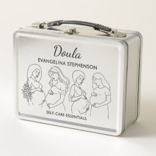 Personalisierte Liniengrafik DOULA SELBSTPFLEGE-ES Metall Brotdose
